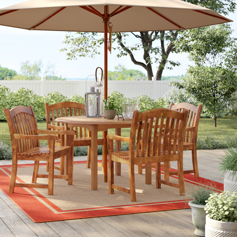 Wade Logan?? Analiah 4 - Person Round Teak Outdoor Dining Set & Reviews ...